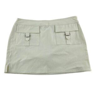 Express Women's Stretch Mini Skirt With Front Cargo Pockets Size 8 Khaki Beige